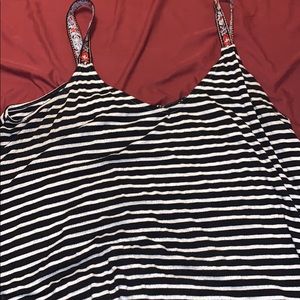 Black and white stripe tank top- XL